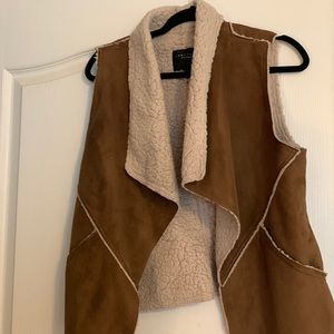 Brown suede vest with cream teddy lining